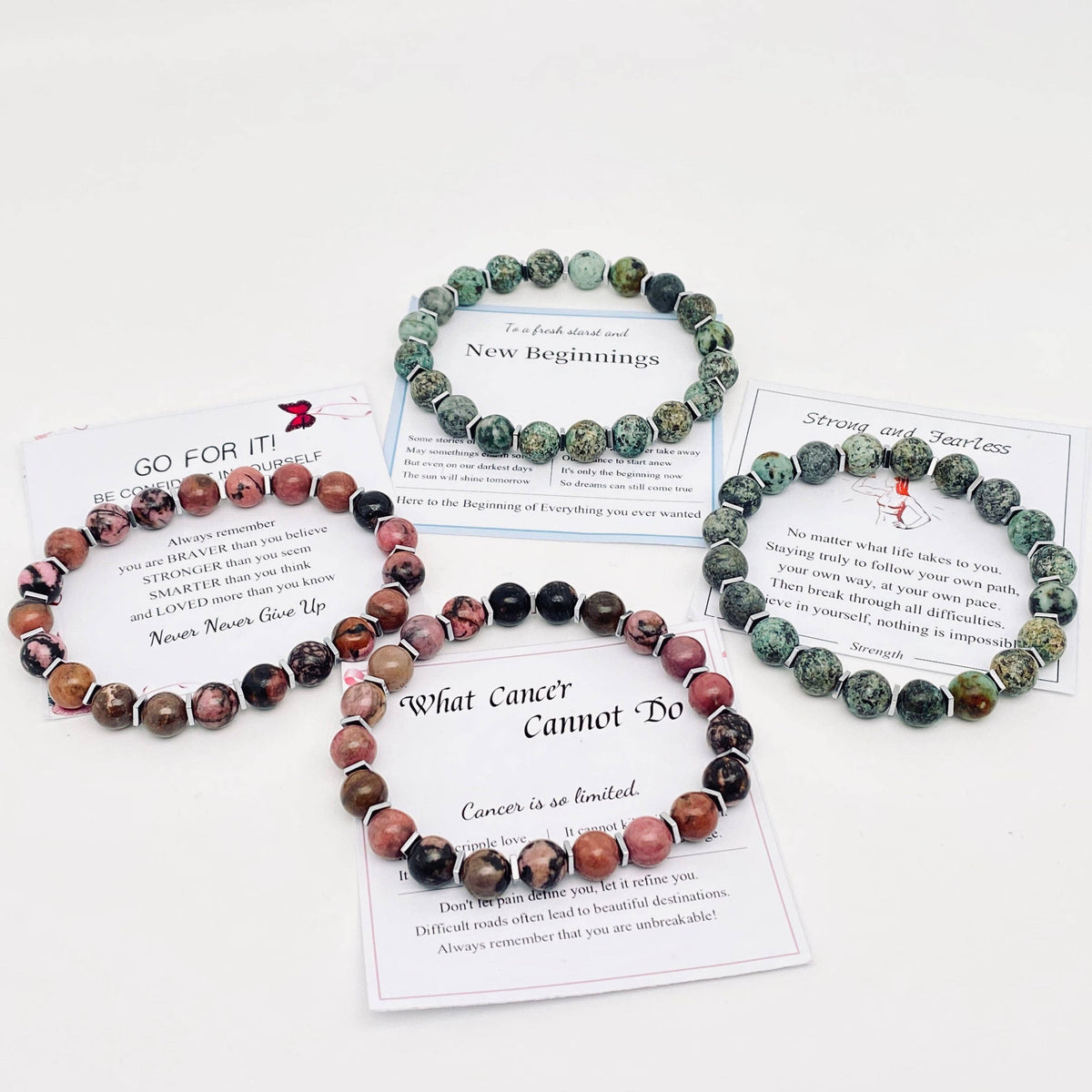 8MM Elastic Natural Stone Beaded Bracelets with Card