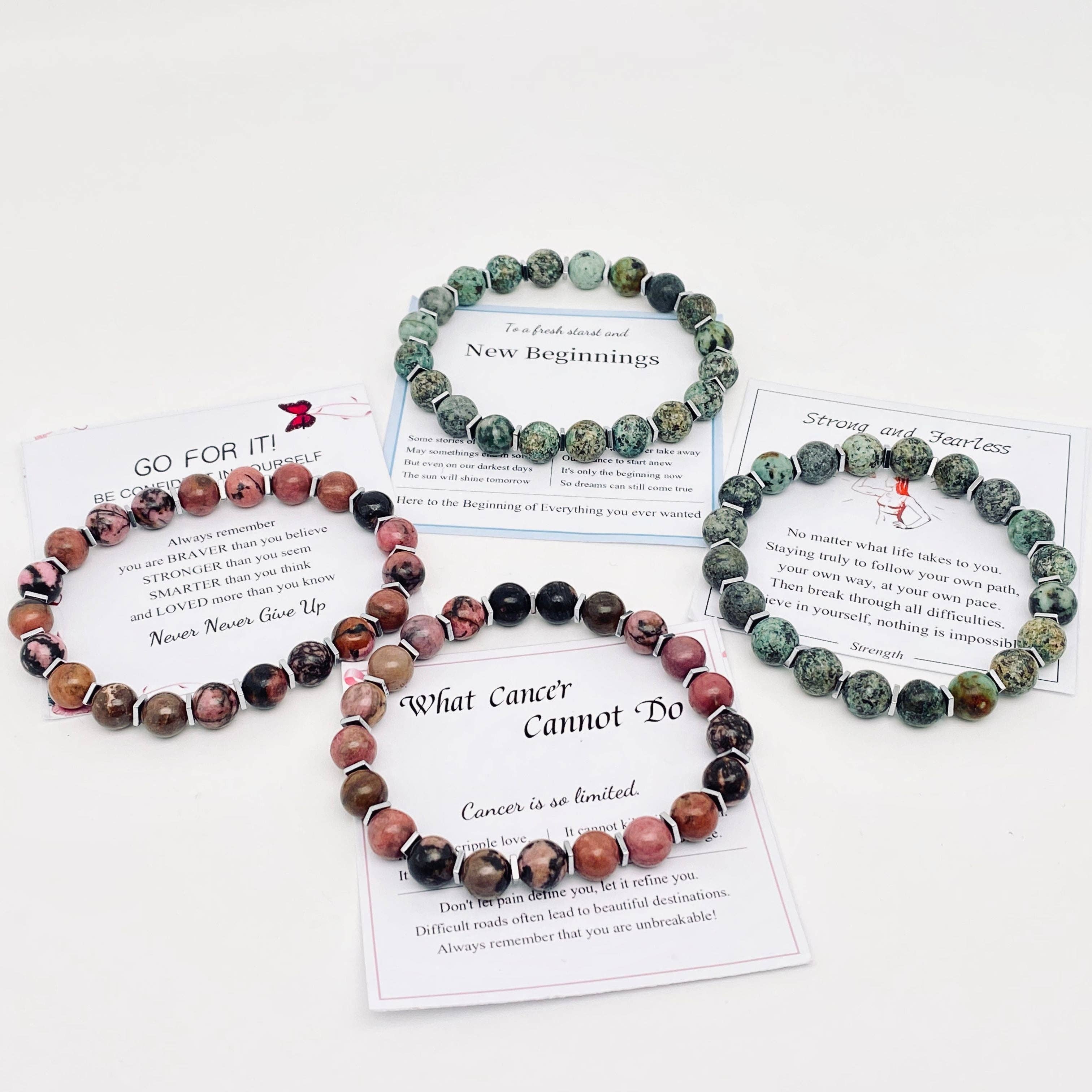 8MM Elastic Natural Stone Beaded Bracelets with Card