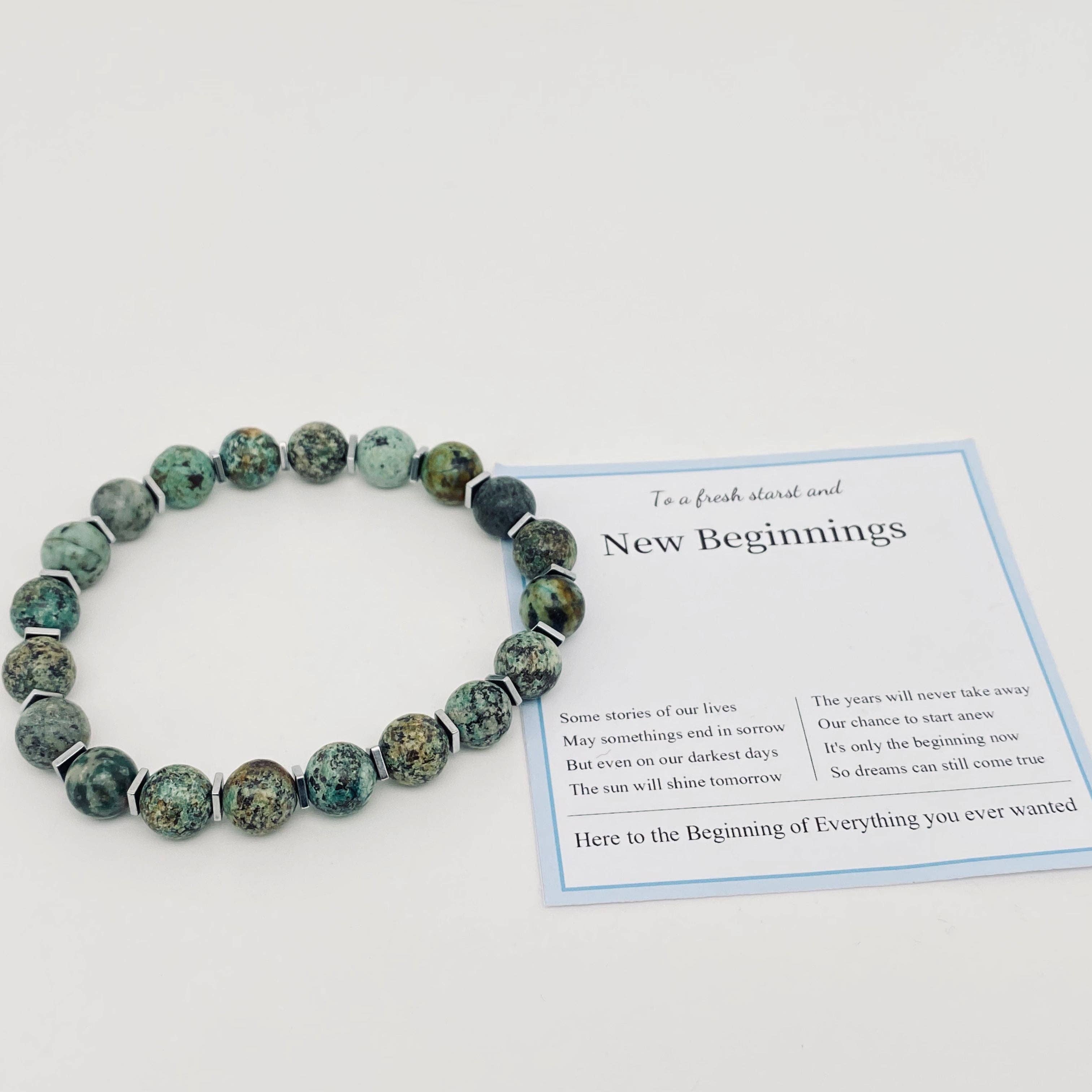8MM Elastic Natural Stone Beaded Bracelets with Card