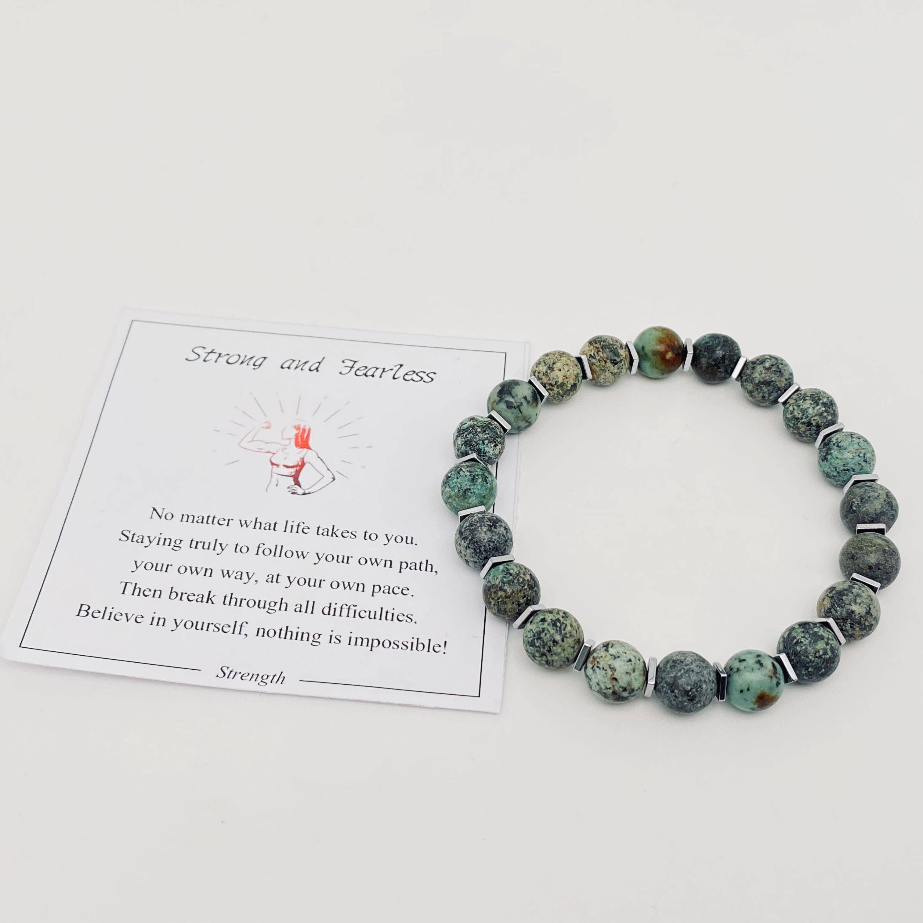 8MM Elastic Natural Stone Beaded Bracelets with Card